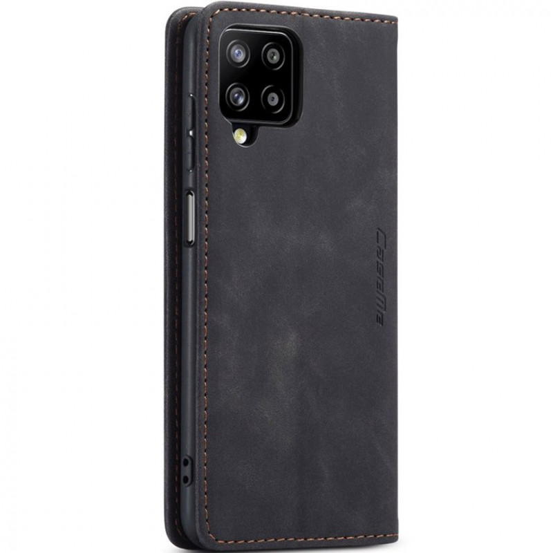 Фото Шкіряний чохол-книжка CaseMe Velvet Nubuck на Samsung Galaxy A12 / M12 (Black) на vchehle.ua