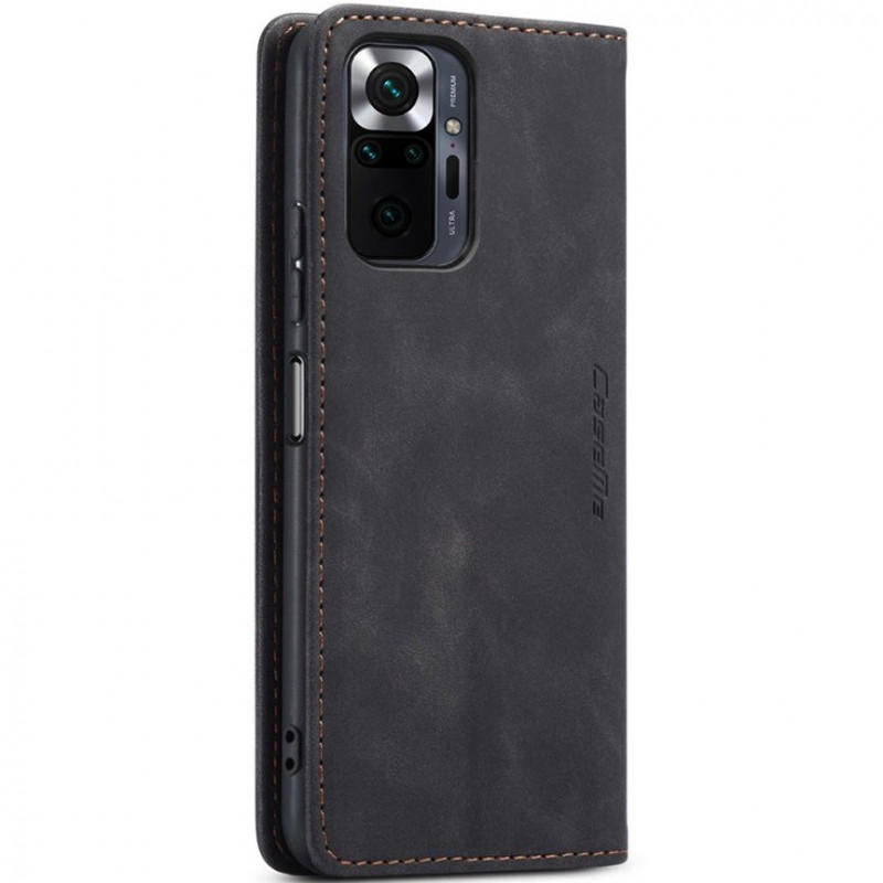 Купить Кожаный чехол-книжка CaseMe Velvet Nubuck для Xiaomi Redmi Note 10 Pro / 10 Pro Max (Black) на vchehle.ua