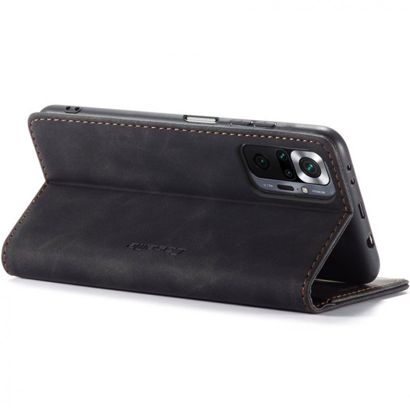 Заказать Кожаный чехол-книжка CaseMe Velvet Nubuck для Xiaomi Redmi Note 10 Pro / 10 Pro Max (Black) на vchehle.ua