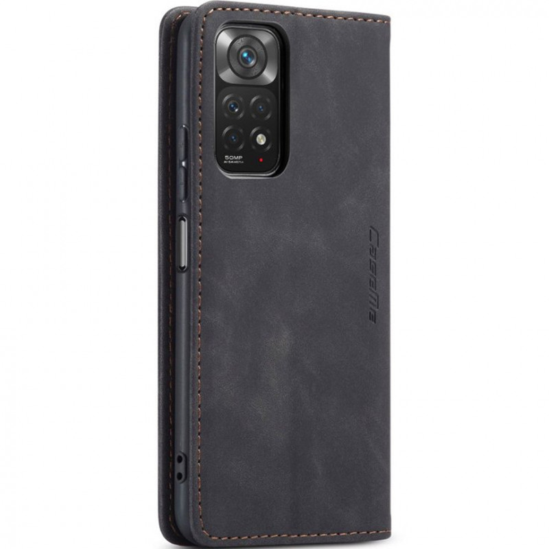 Кожаный чехол-книжка CaseMe Velvet Nubuck для Xiaomi Redmi Note 11 (Global) / Note 11S (Black) в магазине vchehle.ua
