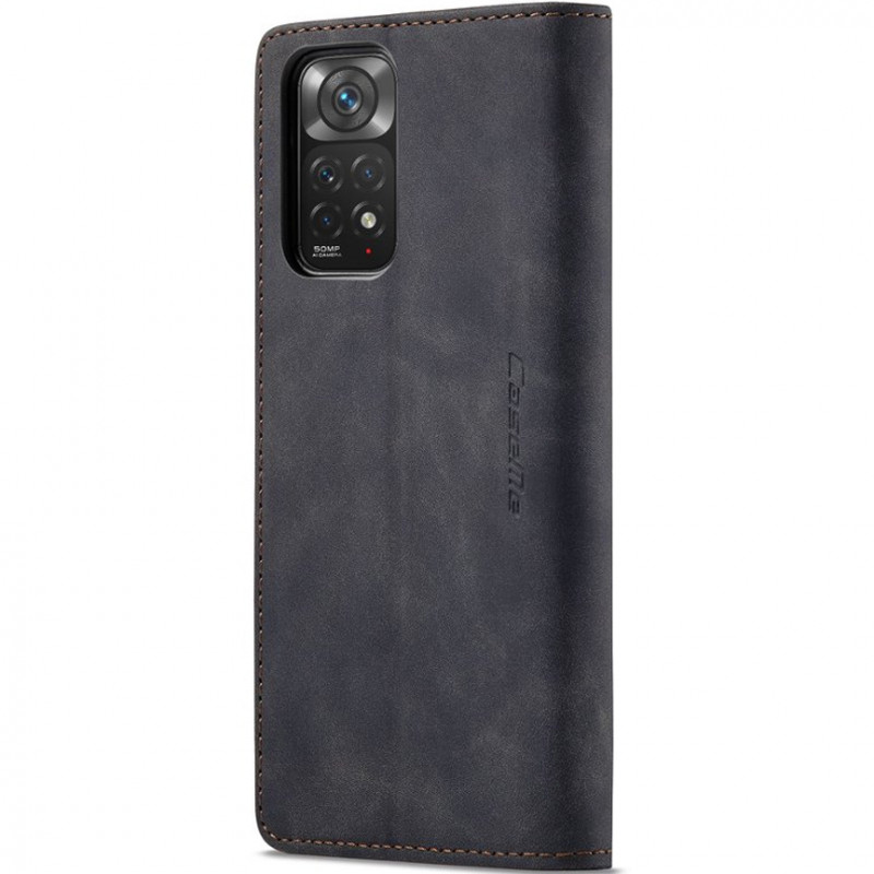 Купить Кожаный чехол-книжка CaseMe Velvet Nubuck для Xiaomi Redmi Note 11 (Global) / Note 11S (Black) на vchehle.ua