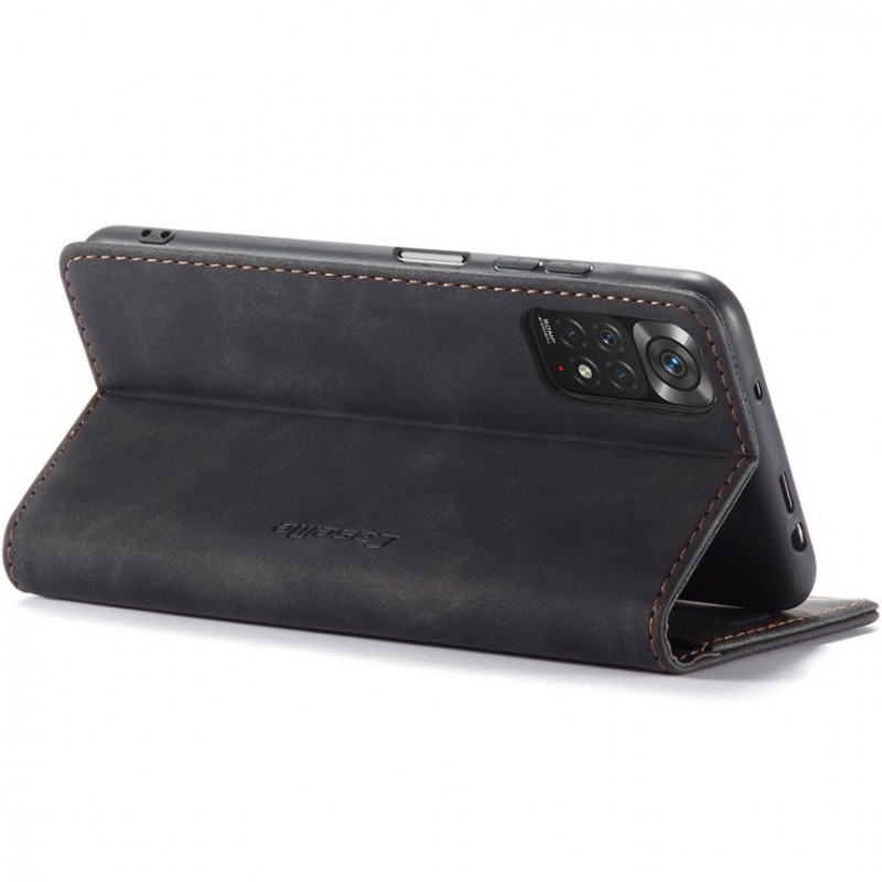 Заказать Кожаный чехол-книжка CaseMe Velvet Nubuck для Xiaomi Redmi Note 11 (Global) / Note 11S (Black) на vchehle.ua