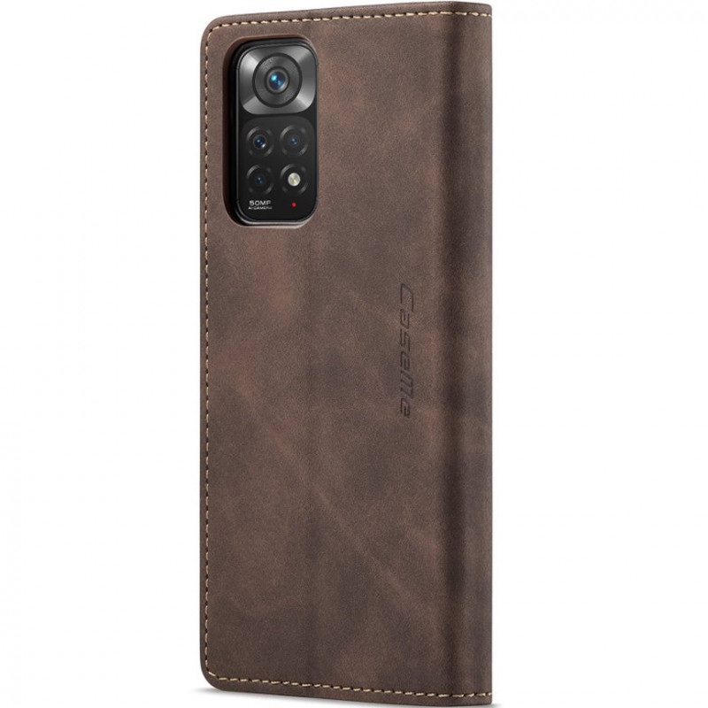 Шкіряний чохол-книжка CaseMe Velvet Nubuck на Xiaomi Redmi Note 11 (Global) / Note 11S (Coffee) в магазині vchehle.ua