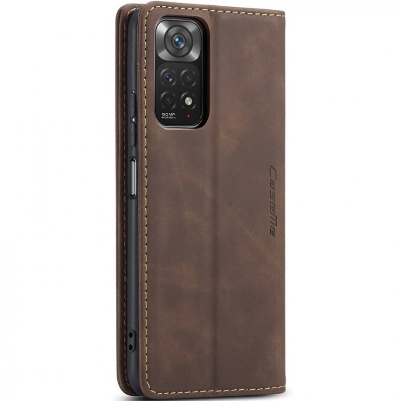 Купить Кожаный чехол-книжка CaseMe Velvet Nubuck для Xiaomi Redmi Note 11 (Global) / Note 11S (Coffee) на vchehle.ua