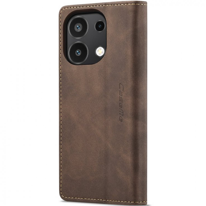 Купить Кожаный чехол-книжка CaseMe Velvet Nubuck для Xiaomi Redmi Note 13 4G (Coffee) на vchehle.ua