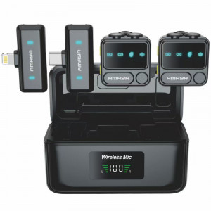Петличний бездротовий мікрофон Amaya ANC100 dual-mic 2in1 (Lightning/Type-C)