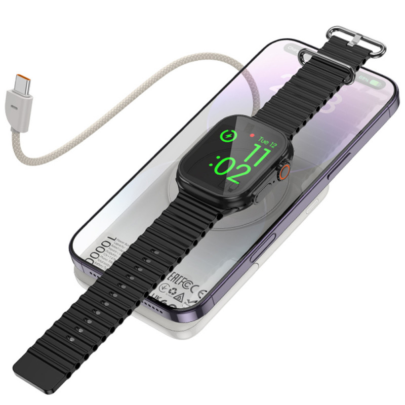 Фото Power Bank Hoco 10000 mAh Q43 Clever PD20W с БЗУ+iWatch Type-C (Metal gray) в магазине vchehle.ua