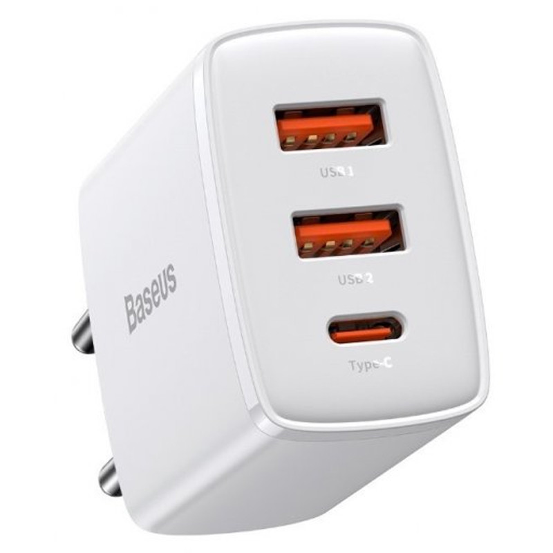 МЗП Baseus Compact Quick Charger PD30W+QC3.0 (2USB-A/1C) (CCXJ-E) (Білий)