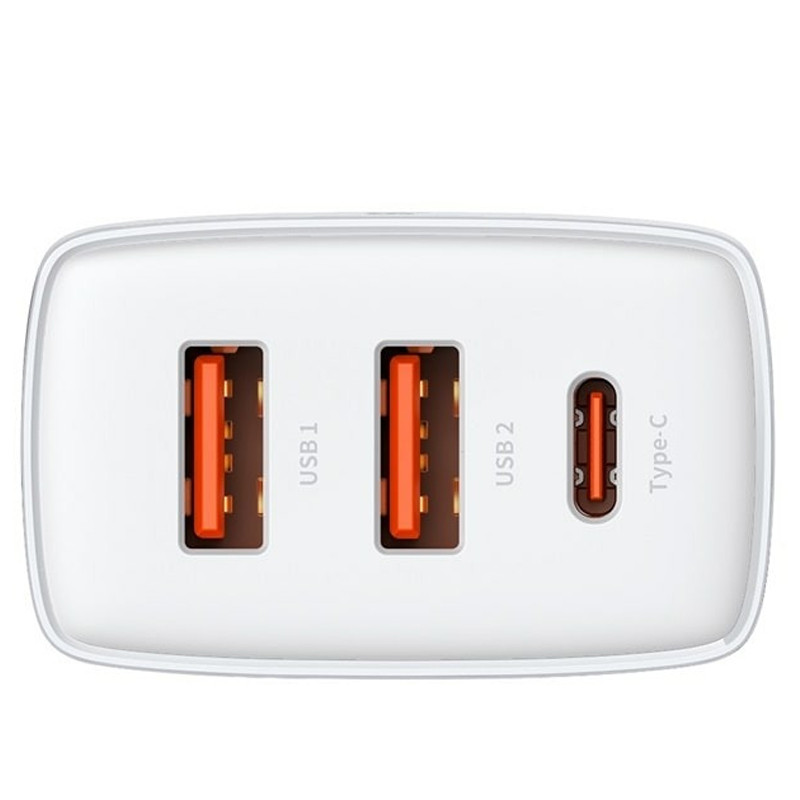 Фото МЗП Baseus Compact Quick Charger PD30W+QC3.0 (2USB-A/1C) (CCXJ-E) (Білий) на vchehle.ua