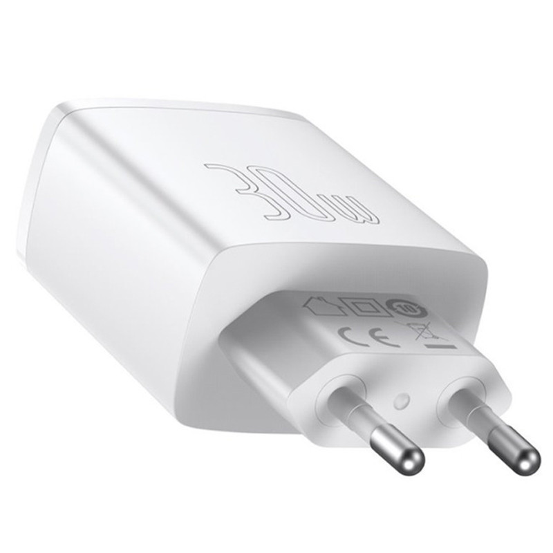 Фото МЗП Baseus Compact Quick Charger PD30W+QC3.0 (2USB-A/1C) (CCXJ-E) (Білий) в маназині vchehle.ua