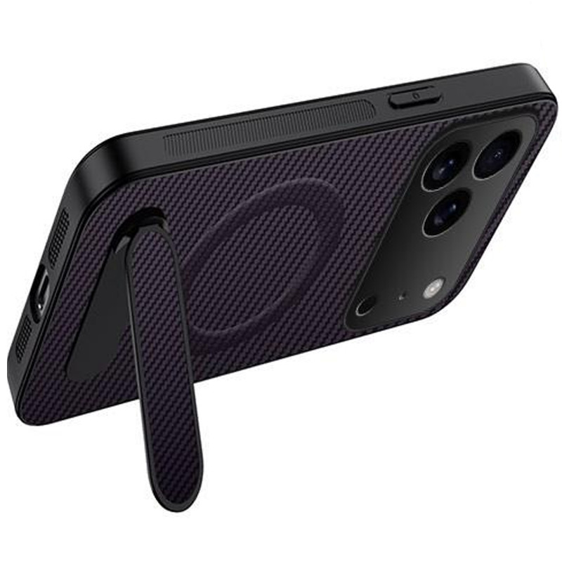 Фото TPU+PC чехол Carbon Kickstand Magnetic Case для Apple iPhone 17 Pro / 18 Pro (6.3") (Purple) на vchehle.ua