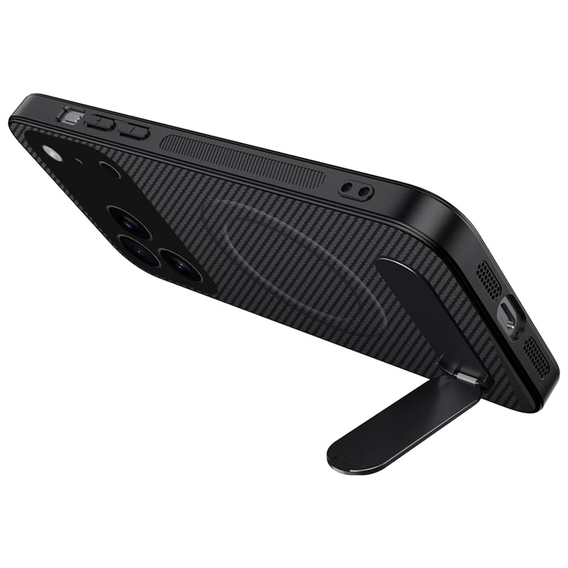 Фото TPU+PC чохол Carbon Kickstand Magnetic Case на Apple iPhone 17 Pro Max / 18 Pro Max (6.9") (Black) в маназині vchehle.ua