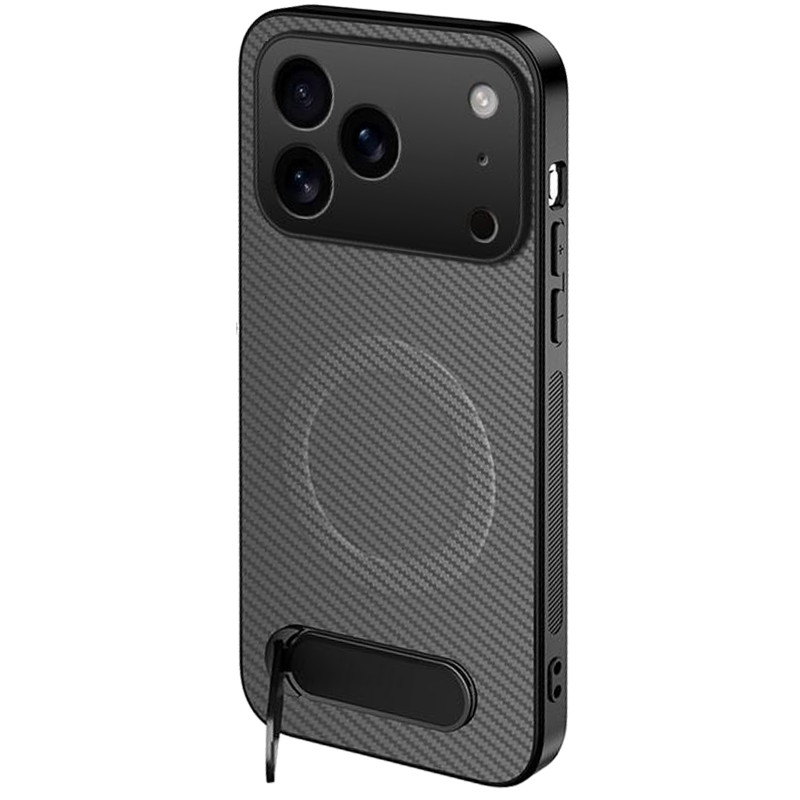 TPU+PC чохол Carbon Kickstand Magnetic Case на Apple iPhone 17 Pro Max / 18 Pro Max (6.9") (Grey)