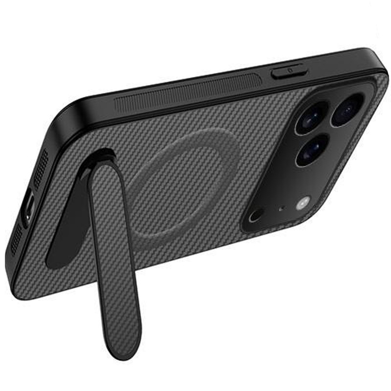 Фото TPU+PC чохол Carbon Kickstand Magnetic Case на Apple iPhone 17 Pro Max / 18 Pro Max (6.9") (Grey) на vchehle.ua