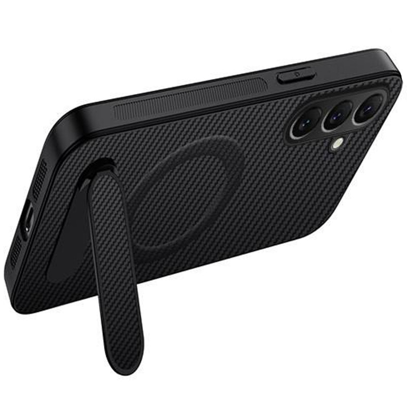 Фото TPU+PC чехол Carbon Kickstand Magnetic Case для Samsung Galaxy A27 (Black) на vchehle.ua