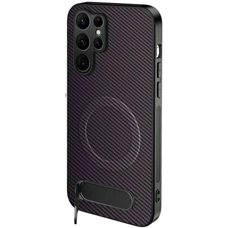TPU+PC чохол Carbon Kickstand Magnetic Case на Samsung Galaxy S26 Ultra (Purple)