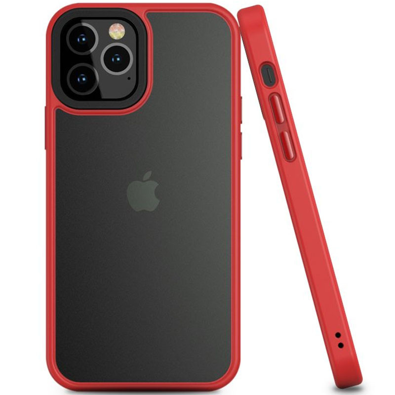Фото TPU+PC чехол Metal Buttons для Apple iPhone 12 Pro / 12 (6.1") (Красный / Red) в магазине vchehle.ua