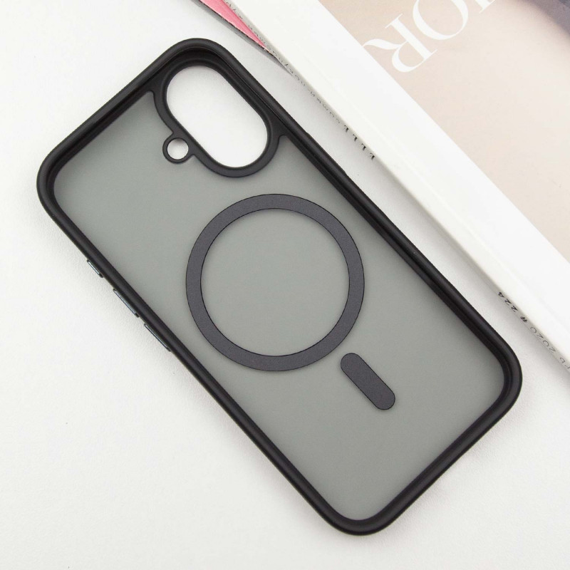 Фото TPU+PC чехол Metal Buttons with Magnetic Fit для Apple iPhone 16 (6.1") (Черный / Black) в магазине vchehle.ua