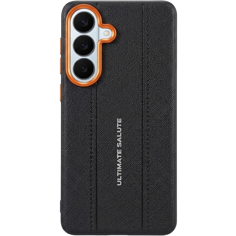 TPU+PC Vegan Leather Case with Metal Camera Frame на Samsung Galaxy S26+ (Black)