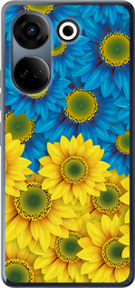 Чехол Жёлто-голубые цветы для Tecno Camon 20 Pro