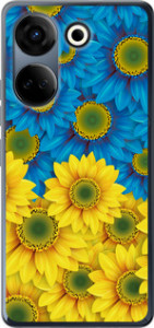 Чохол Жовто-блакитні квіти на Tecno Camon 20 Pro