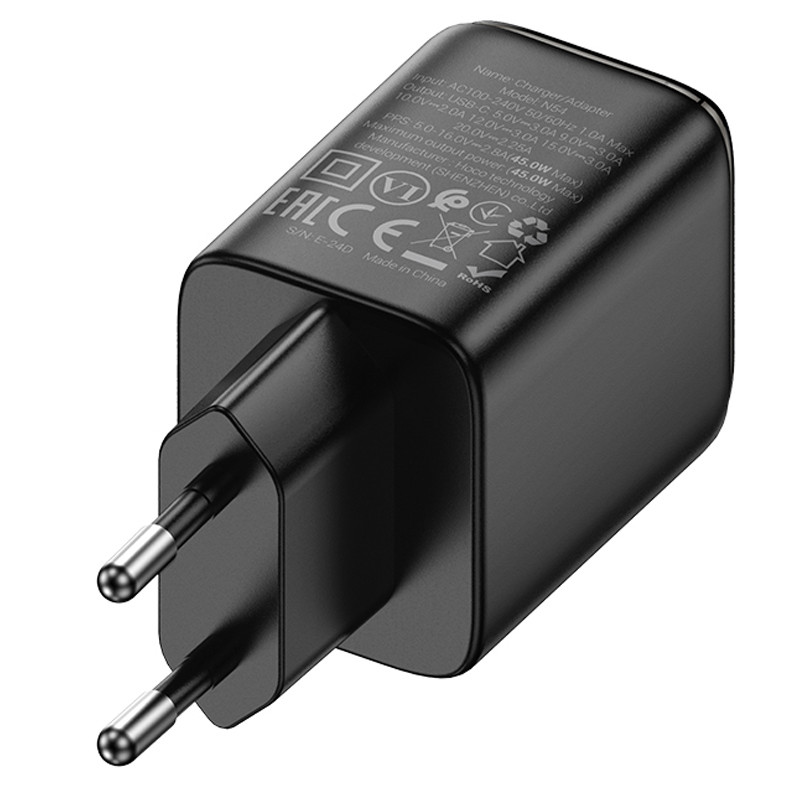 Фото СЗУ Hoco N54 Monsoon PD45W (1USB-C) (Black) в магазине vchehle.ua