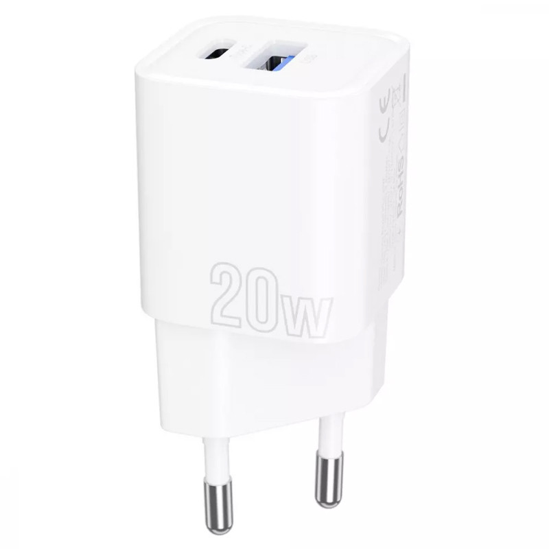 Фото МЗП Proove Silicone Power Plus 20W (Type-C+USB) (White) на vchehle.ua