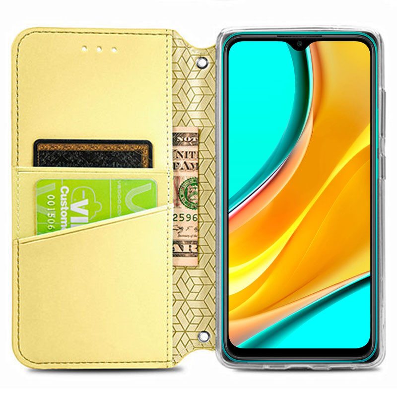 Шкіряний чохол книжка GETMAN Mandala (PU) на Xiaomi Redmi Note 10 / Note 10s (Жовтий) в магазині vchehle.ua