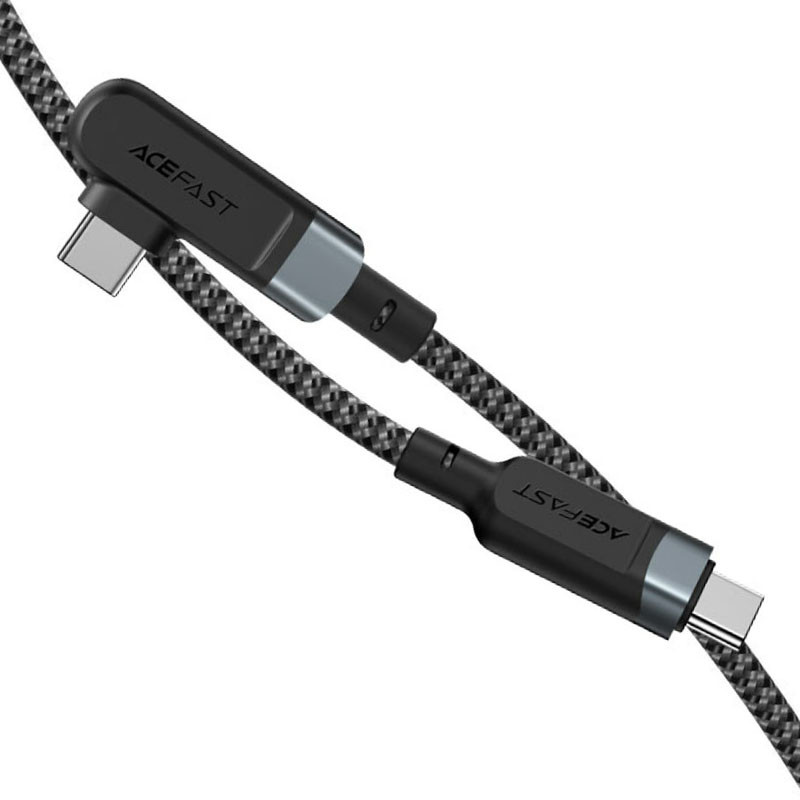 Фото Дата кабель Acefast C5-03 USB-C to USB-C 100W right angled aluminum alloy (2m) (Black) на vchehle.ua