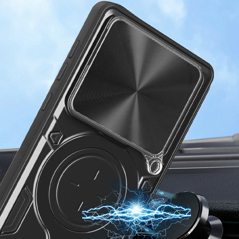 Фото Ударопрочный чехол Bracket case with Magnetic для Xiaomi Redmi Note 14 4G (Europe version) (Black) на vchehle.ua