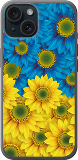 Чохол Жовто-блакитні квіти на iPhone 15