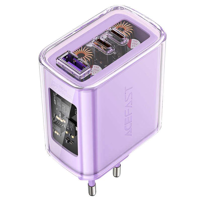 Фото МЗП Acefast A45 Exploration series PD65W GaN (2*USB-C+USB-A) (Purple alfalfa) в маназині vchehle.ua