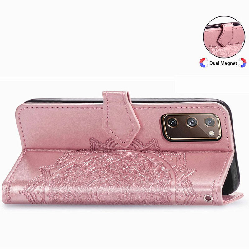 Шкіряний чохол-книжка Art Case з візитницею на Samsung Galaxy S20 FE (Рожевий) в магазині vchehle.ua
