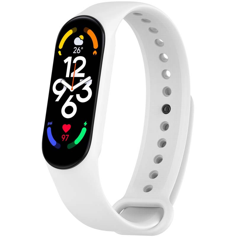 Силиконовый ремешок для Xiaomi Mi Band 7/6/5/4/3 (Белый / White)