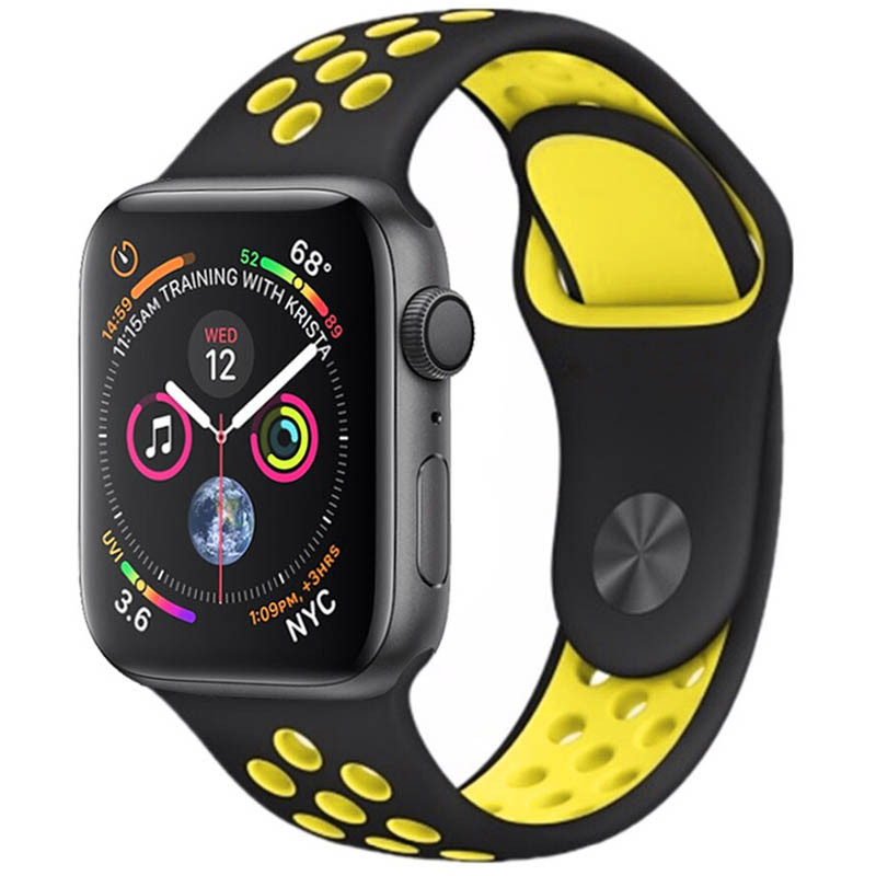 Силиконовый ремешок Sport+ для Apple Watch 38/40/41/42mm(ser.10) (black/yellow)