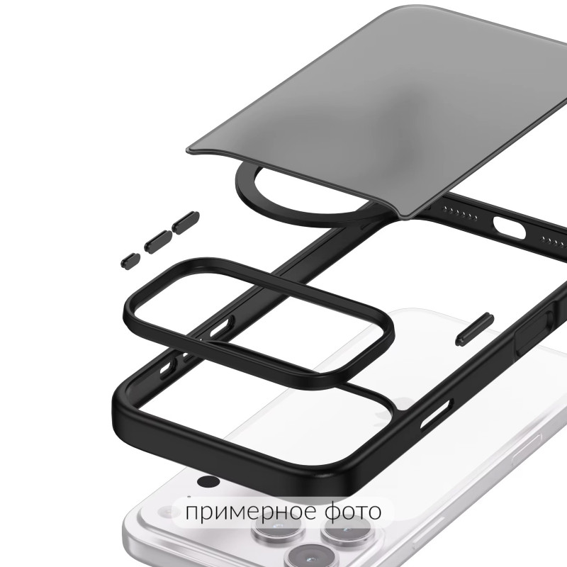 Замовити TPU+PC чохол Metal Buttons with Magnetic Safe Colorful на Apple iPhone 17 (6.3") (Чорний / Black) на vchehle.ua