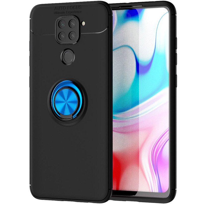 

TPU чохол Deen ColorRing під магнітний тримач (opp) на Xiaomi Redmi Note 9 / Redmi 10X (Чорний / Синій) 906421