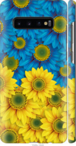 Чехол Жёлто-голубые цветы для Samsung Galaxy S10 Plus