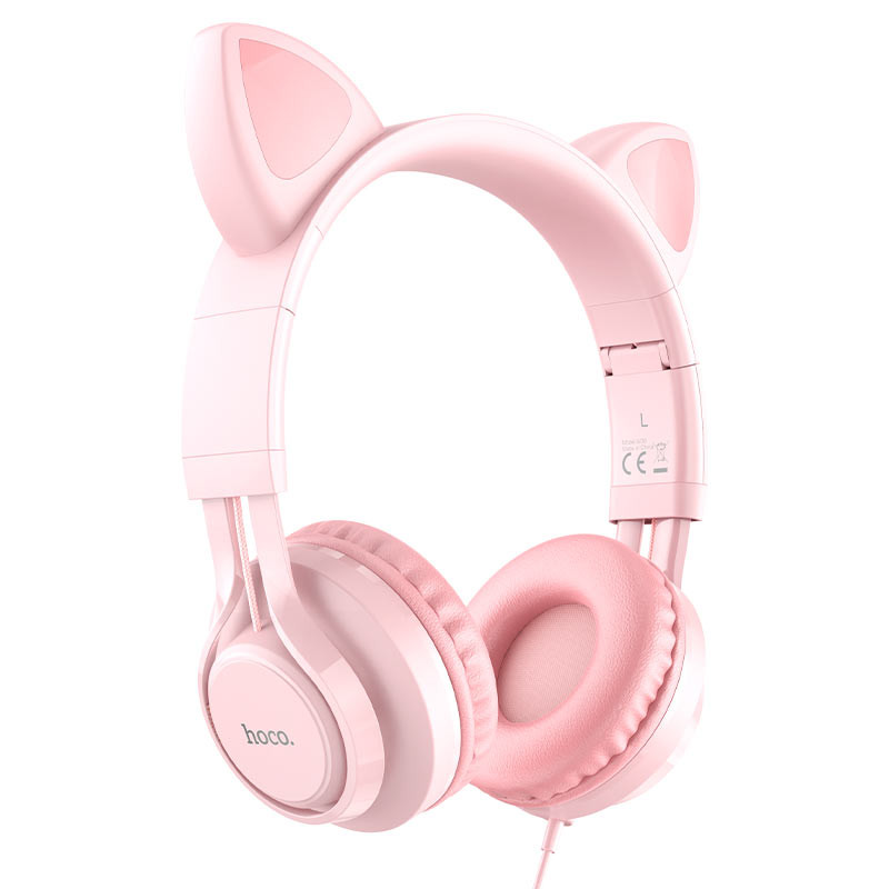 Накладные наушники Hoco W36 Cat ear (3.5mm/1.2m) (Pink)