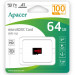 Фото Карта пам'яті Apacer microSDXC (UHS-1) 64Gb class 10 V10 A1 R100MB/s (без адаптера) (Black) на vchehle.ua