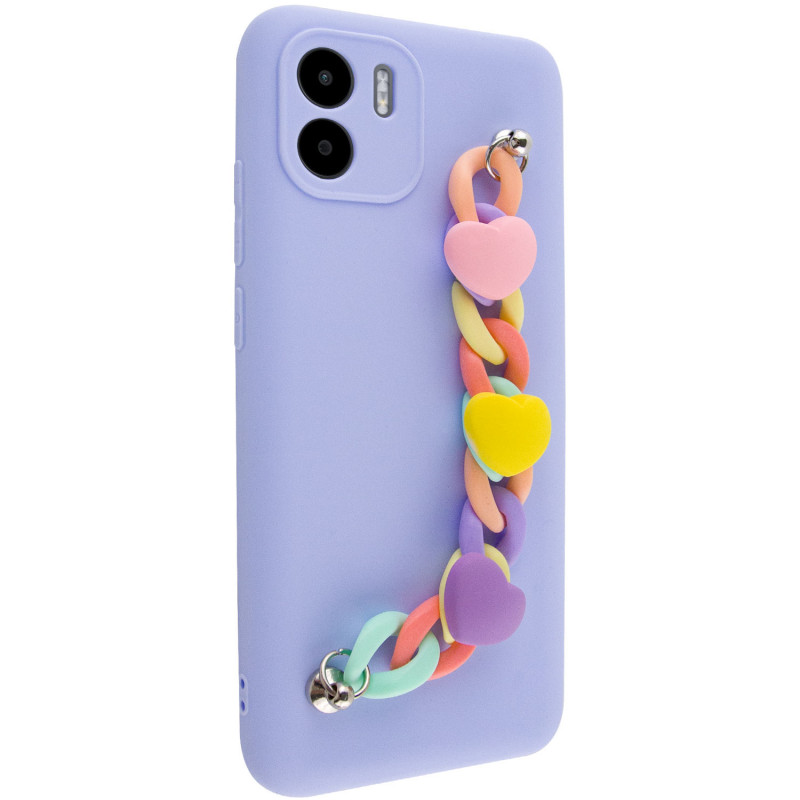 Чохол Chained Heart з підвісним ланцюжком на Xiaomi Redmi A1 / A2 (Lilac Blue)