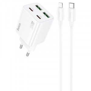 МЗП Hoco N55 Fundador PD20W four-port (2USB-A/2C) + кабель Type-C to Lightning