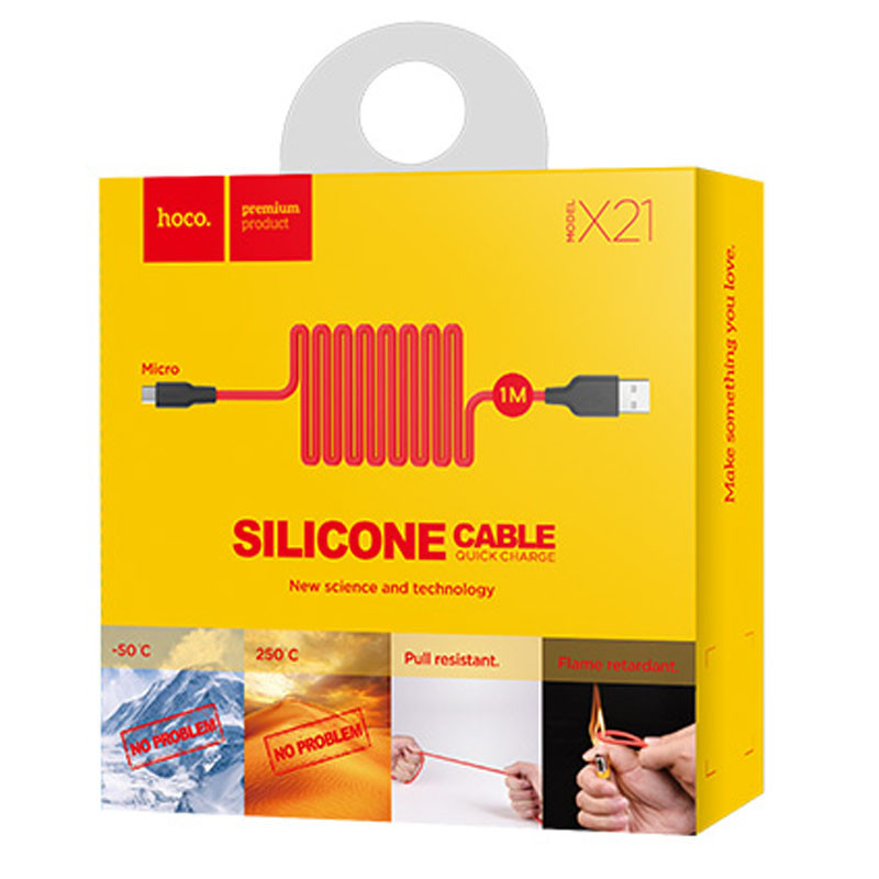Купить Дата кабель Hoco X21 Silicone MicroUSB Cable (1m) (Черный / Красный) на vchehle.ua
