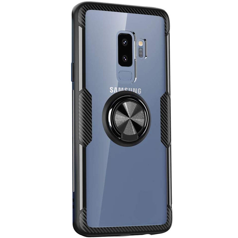 TPU+PC чехол Deen CrystalRing for Magnet (opp) для Samsung Galaxy S9+ (Бесцветный / Черный)