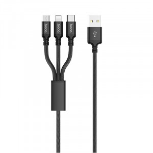 Дата кабель Hoco X14 Times Speed 3in1 (Lightning+Micro USB+Type-C) (1m)