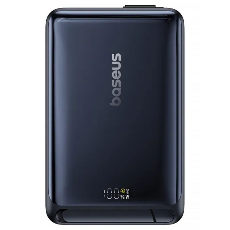 Фото Портативний ЗП Power Bank Baseus Qi2 Kickstand OS with Cable 45W з БЗУ 10000 mAh (P10078800) (Cosmic Black) в маназині vchehle.ua