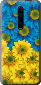 Чехол Жёлто-голубые цветы для Xiaomi Mi 9T Pro