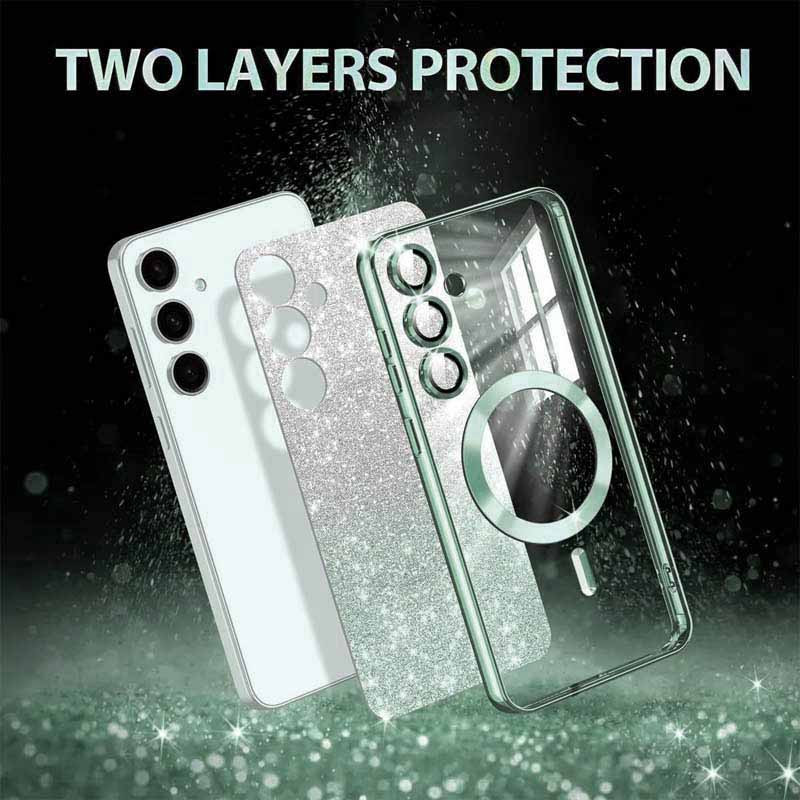 Фото TPU чехол Delight case with Magnetic Safe с защитными линзами на камеру для Samsung Galaxy S24+ (Зеленый / Green) на vchehle.ua