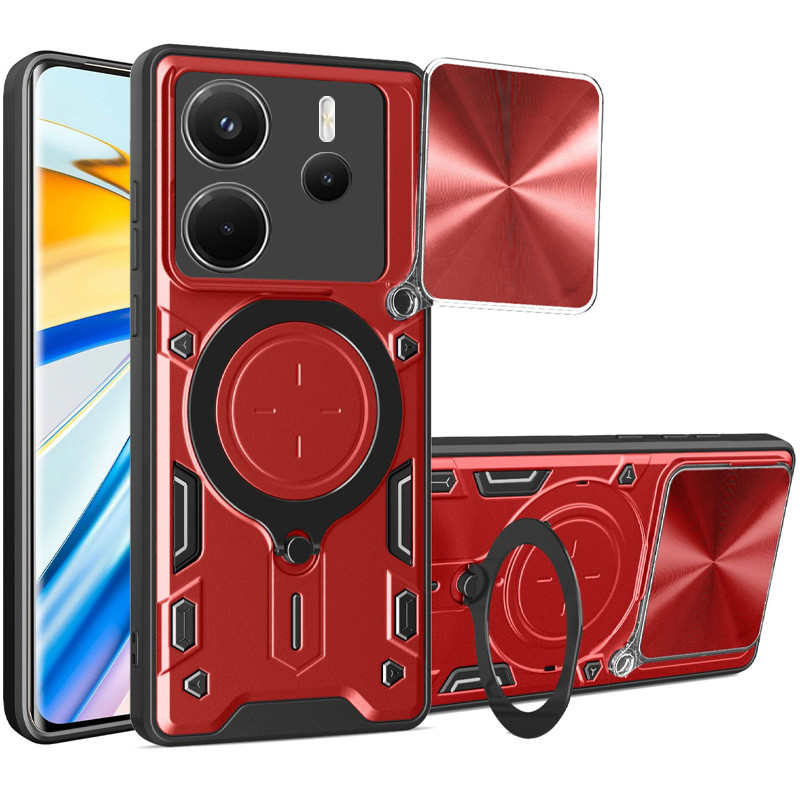 Ударопрочный чехол Bracket case with Magnetic для Xiaomi Redmi Note 14 5G (Red)