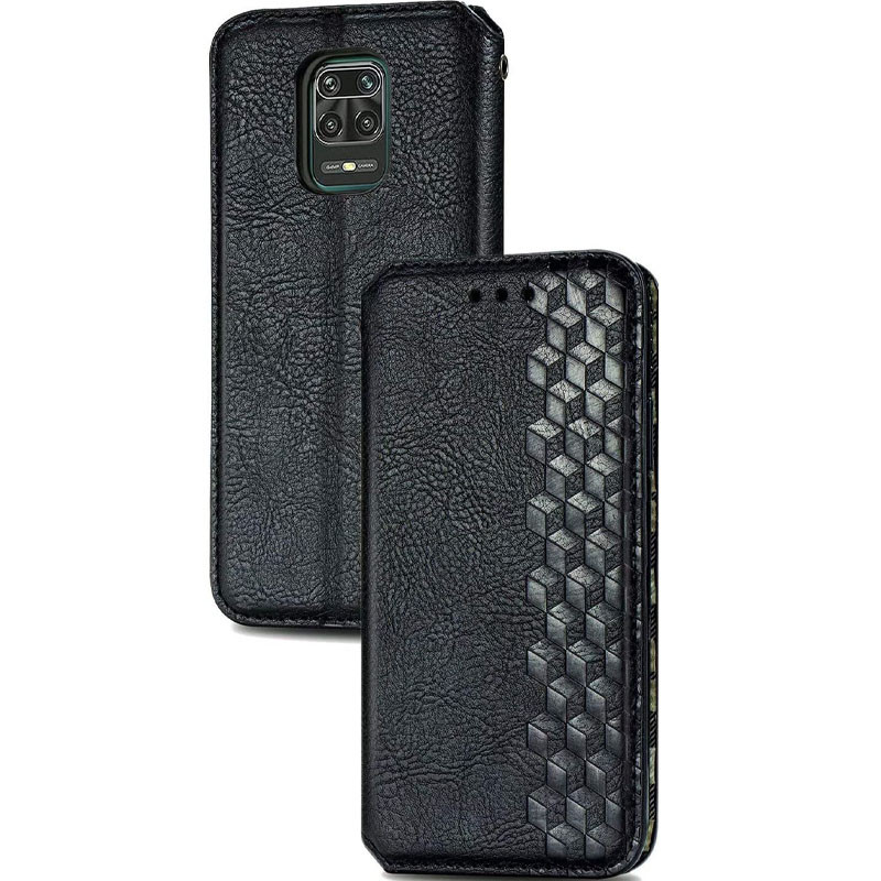 Фото Кожаный чехол книжка GETMAN Cubic (PU) для Xiaomi Redmi Note 9s / Note 9 Pro / Note 9 Pro Max (Черный) в магазине vchehle.ua